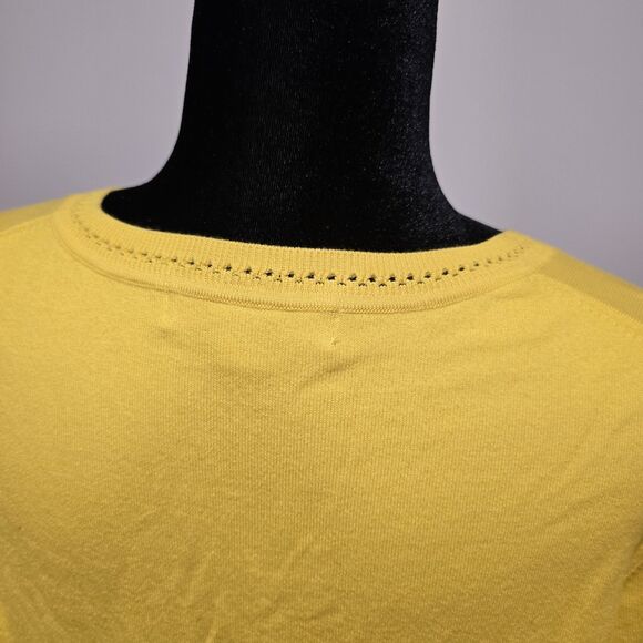 Boden V Neck Sweater Cotton Blend Large Womens Lightweight Yellow Spring Preppy - Picture 7 of 10